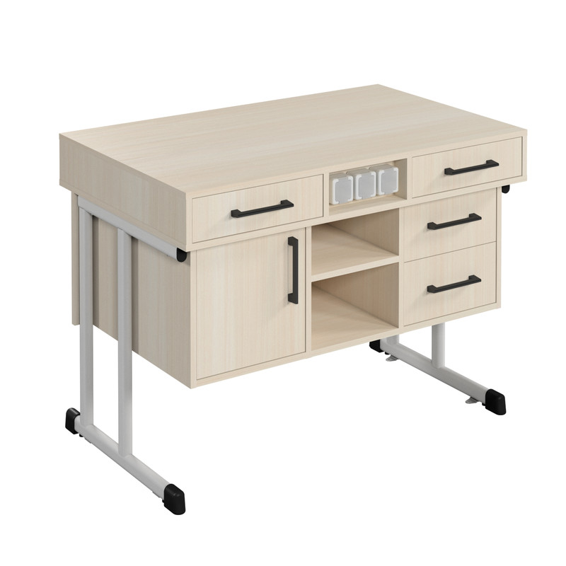 Стіл демонстр.для предмет.кабінетів, АНШАР ГРУП (100302), 1200х750х900 мм, з розетками, каркас–посилена вертикал.плоскоовал.труба, з кріпл-ням до підлоги